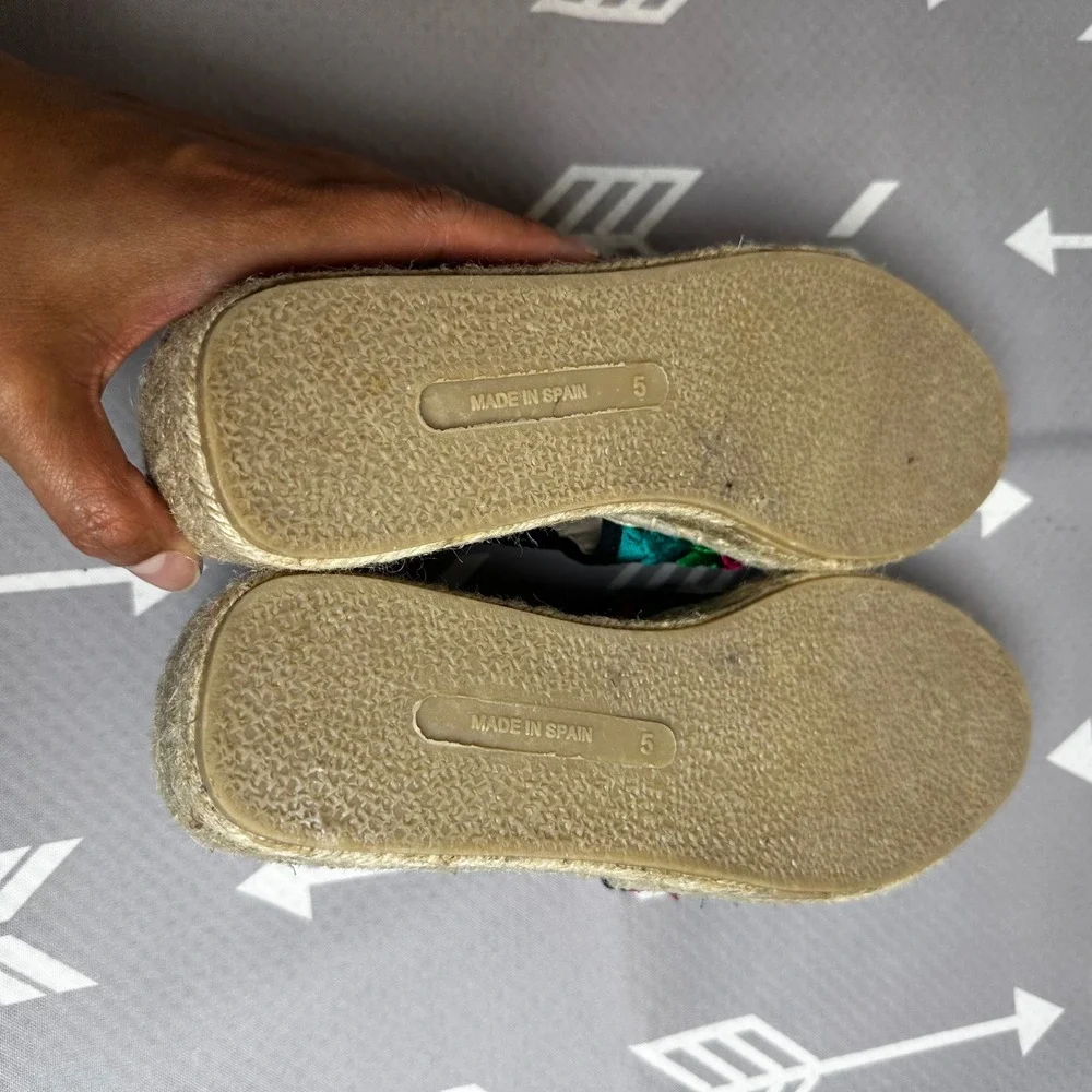Sesto Meucci‎ Espadrille Flats Floral Embroidered Accents Slingback Shoes Size 5